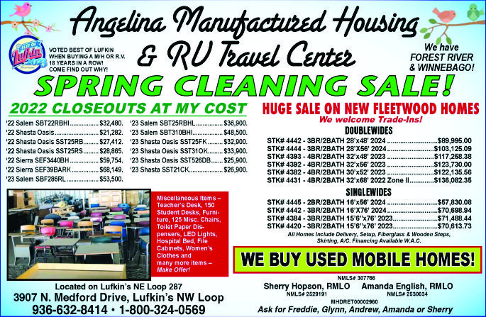 Angelina Manufactured Housing & Rv Travel Center Ad
