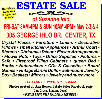 Center Antiques Estate Sale Ad