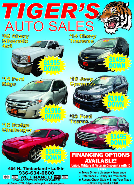 Tiger's Auto Sales Ad